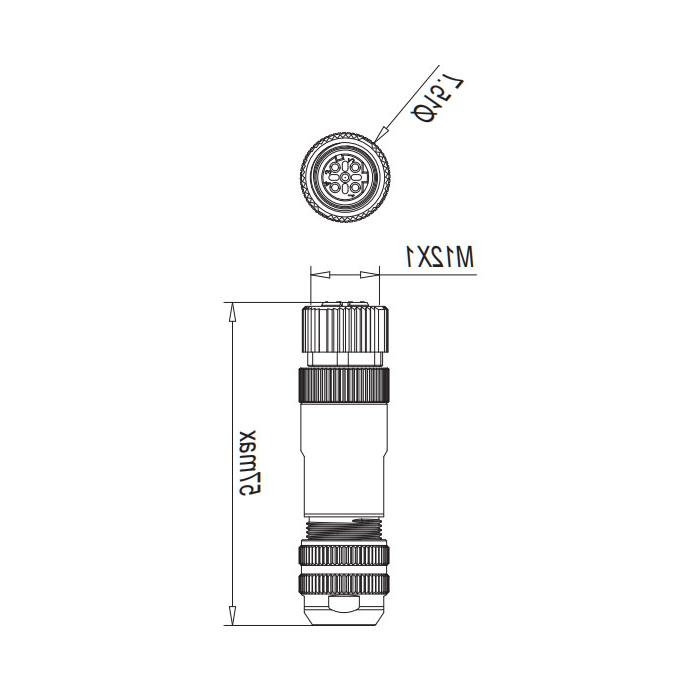 M12 4Pin、D-coded、母头直型、直插式连接、金属屏蔽、0CF421