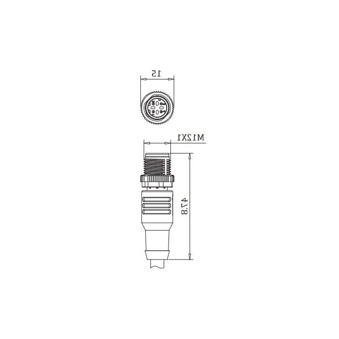 M12 4Pin D-coded、公头直型、单端预铸PVC非柔性电缆、带屏蔽、黄色护套、0C4508-XXX